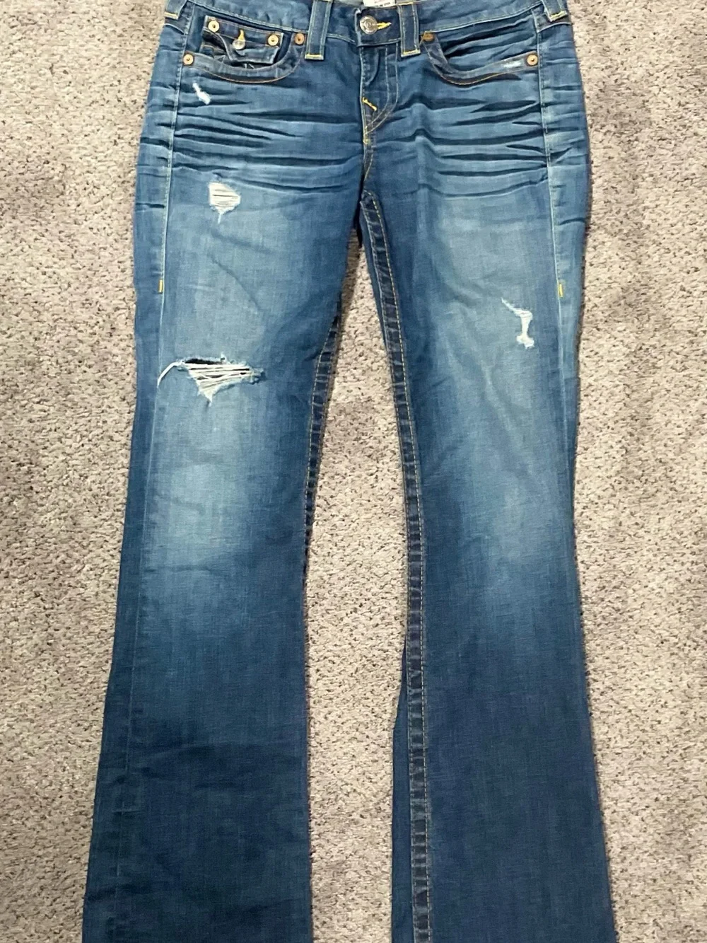 Y2K True Religion Joey World Tour Flare Bootcut Jeans Sz 29 Distressed Low Rise - Picture 11 of 11